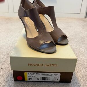 Franco Sarto Taupe Open-Toe Heels